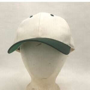 Toppers Plain  White Green Brim 100% Cotton Adjustable Baseball Cap Hat Trucker